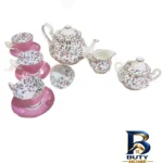 نمای بسته بندی سرویس چای خوری ۱۵ پارچه ۶ نفره طرح کلاسیک کد ۱۹۹۶ برچسب و بسته بندی