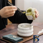 نمای بسته بندی سرویس چای خوری ۷ تکه مدل ماچا کد 1-3 برچسب و بسته بندی