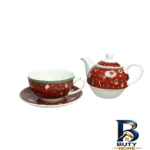 نمای بسته بندی سرویس چای خوری ۳ پارچه مناسب برای ۱ نفر مدل کریسمس کد KIT-۱۱۸۶ اصل برچسب و بسته بندی