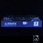 نمای بسته بندی فنجان بلور کاوه مدل عینکی بسته ۶ عددی برچسب و بسته بندی