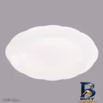 نمای بسته بندی ظرف سرو مرغ و استیک آرکوپال آفر مدل نیلوفری بسته دو عددی، بیضی، سازگار با مایکروویو، قابل شست وشو دست ماشین ظر