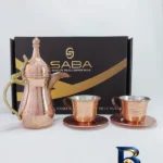 نمای بسته بندی ست ۵ تکه دله و فنجان مسی مدل یادگار کد HS۵۹ اصل برچسب و بسته بندی
