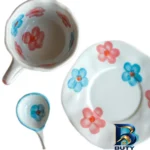 نمای بسته بندی سرویس چای خوری ۲ پارچه ۱ نفره مدل Flower برچسب و بسته بندی