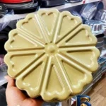 نمای بسته بندی قالب کیک به گز مدل قلبی کف برچسب و بسته بندی