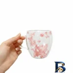 نمای بسته بندی فنجان گلدار مدل دوجداره کد 01 برچسب و بسته بندی