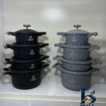 نمای جزئیات سرویس قابلمه و تابه گرانیتی ۸ پارچه لایف اسمایل مدل LIFEP۲۰-۸ اصل پرداخت و جزئیات مواد