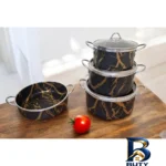 نمای جزئیات سرویس قابلمه و تابه گرانیتی ۷ پارچه مدل فلورا رز کالا پرداخت و جزئیات مواد