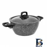 نمای جزئیات سرویس قابلمه و تابه بیوگرانیتی ۹ پارچه کاراجا مدل Biogranit Grey Stone پرداخت و جزئیات مواد