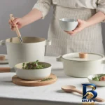 نمای جزئیات سرویس قابلمه نیوفلیم FIKA با روکش سرامیکی و نچسب پرداخت و جزئیات مواد