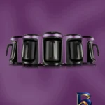 نمای جزئیات قهوه ساز کاراجا مدل Hatir hups با فیلتر فاقد و صفحه گرم نگهدارنده پرداخت و جزئیات مواد
