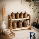 نمای جزئیات بانکه چوب گردو طرح خمره ای مجموعه ۷ عددی پرداخت و جزئیات مواد