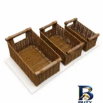 نمای جزئیات سبد نظم دهنده بافت حصیری کابوک مجموعه 3 عددی پرداخت و جزئیات مواد