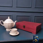 نمای جزئیات جعبه دمنوش مدل یاس با طراحی زیبا پرداخت و جزئیات مواد