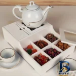 نمای بسته بندی جعبه دمنوش و چای کیسه ای مدل وارمر پله کد 2001 برچسب و بسته بندی