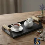 نمای جزئیات سینی دسته دار مدل مهتا با سایز ۱۵*۲۵ سانتی متر پرداخت و جزئیات مواد