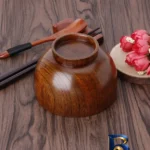 نمای جزئیات کاسه مدل چوبی عناب D۱۱.۵ بسته شش عددی اصل پرداخت و جزئیات مواد