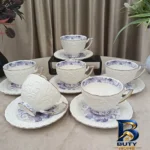 نمای جزئیات سرویس چای خوری ۱۲ پارچه ۶ نفره شاهین مدل Dantella B پرداخت و جزئیات مواد
