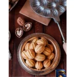 نمای جزئیات قالب شیرینی به گز مدل گردو روسی با کیفیت پرداخت و جزئیات مواد