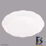 نمای جزئیات ظرف سرو مرغ و استیک آرکوپال آفر مدل نیلوفری بسته دو عددی، بیضی، سازگار با مایکروویو، قابل شست وشو دست ماشین ظرفشو