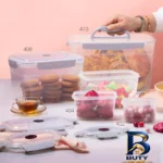 نمای جزئیات ظرف غذا با بدنه پلاستیکی تاپکو مدل ۴۲۲ Max مناسب برای قرار دادن در یخچال و فریزر ماکروویو بسته ۵ عددی اصل پرداخت