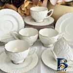 نمای جزئیات سرویس چای خوری ۱۲ پارچه ۶ نفره شاهین مدل Dantella C پرداخت و جزئیات مواد