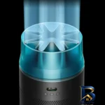 نمای جزئیات دستگاه تصفیه کننده هوا خانگی ۲مرحله ای دایسون مدل HushJet Compact HJ۱۰ اصل حرکت و نصب پشتی
