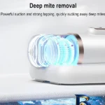 نمای جزئیات جارو شارژی تخت خواب MDHL مدل UV با مکش قوی و نور حرکت و نصب پشتی