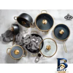 نمای جلو سرویس قابلمه ۱۲ پارچه کی زد پی مدل 001 طراحی و جزئیات کلیدی