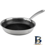 نمای پخته سرویس قابلمه و تابه استیل ۱۳ پارچه ام جی اس مدل کف لیزری CWS۳۱۱۱ اصل بافت برنج پخته