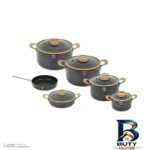 نمای کناری سرویس قابلمه و تابه گرانیتی ۱۱ پارچه بی وی کی مدل گلکسی کد VK۷۱۴۶۱۱ اصل پروفایل و ساختار