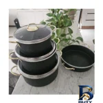 نمای کناری سرویس قابلمه و تابه گرانیتی ۷ پارچه فرموک طرح ایفل پروفایل و ساختار