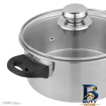 نمای جلو سرویس پخت و پز 8 پارچه پارس استیل مدل سه لایه کد 08 طراحی و جزئیات کلیدی