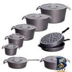 نمای کناری سرویس قابلمه و تابه گرانیتی ۱۶ پارچه اس جی مدل AKA پروفایل و ساختار