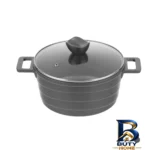 نمای کناری قابلمه گرانیتی تکنو با در شیشه و دو دسته پروفایل و ساختار