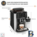 نمای کناری اسپرسوساز ۱۷۰۰ میلی لیتر کروپس مدل EA۹۱۲E۱۰ اصل پروفایل و ساختار
