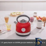 نمای کناری کتری برقی کاراجا مدل Retro 2202 با گنجایش 1.7 لیتر پروفایل و ساختار