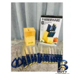 نمای کناری سرویس چاقو آشپزخانه ۱۵ پارچه مدل Farberware پروفایل و ساختار