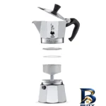 نمای کناری قهوه ساز بیالتی مدل موکا اکسپرس 4Cups A با کیفیت پروفایل و ساختار