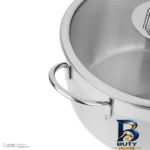 نمای کناری قابلمه استیل تکنو مدل فلورانس با کفه دو جداره پروفایل و ساختار