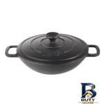 نمای کناری تابه چدن نالینو مدل Fleti با در و دو دسته پروفایل و ساختار