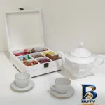 نمای کناری جعبه پذیرایی دمنوش و چای کیسه ای مدل یاس کد 27000 پروفایل و ساختار