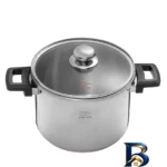 نمای کناری زودپز دوقلو پارس استیل با کف سه لایه و ظرفیت مناسب پروفایل و ساختار