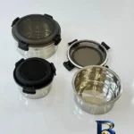 نمای کناری ظرف نگهدارنده استیل مدل دربدار مناسب برای یخچال بسته ۳ عددی پروفایل و ساختار