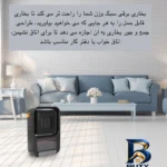 نمای در اتاق هیتر رومیزی طرح مدل 2112-FAN HEATER سبک دیواری و مرجع اندازه