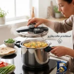 نمای کناری زودپز و بخارپز رمانتیک هوم با قابلیت ایمنی بالا پروفایل و ساختار