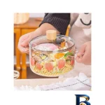نمای کناری قابلمه گل لاله با بدنه پیرکس و قابلیت شست شو پروفایل و ساختار