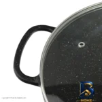 نمای کناری تابه چدن نالینو مدل Feleti با در شیشه و سوپاپ بخار پروفایل و ساختار
