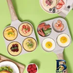 نمای کناری تابه گرانیت پنکیک چهارخانه با دسته چوبی پروفایل و ساختار