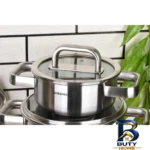 نمای کناری سرویس قابلمه و تابه استیل ۸ پارچه کرکماز مدل SILVERA کد 2788 پروفایل و ساختار
