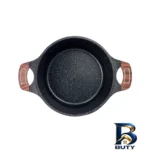 نمای کناری سرویس قابلمه و تابه چدن گرانیت ۱۰ پارچه زانو مدل آجری پروفایل و ساختار